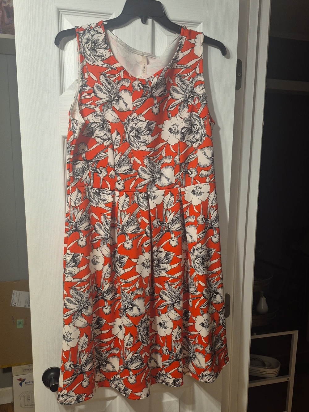 Gilli Red & White Floral Sleeveless Fit-and-Flare Dress